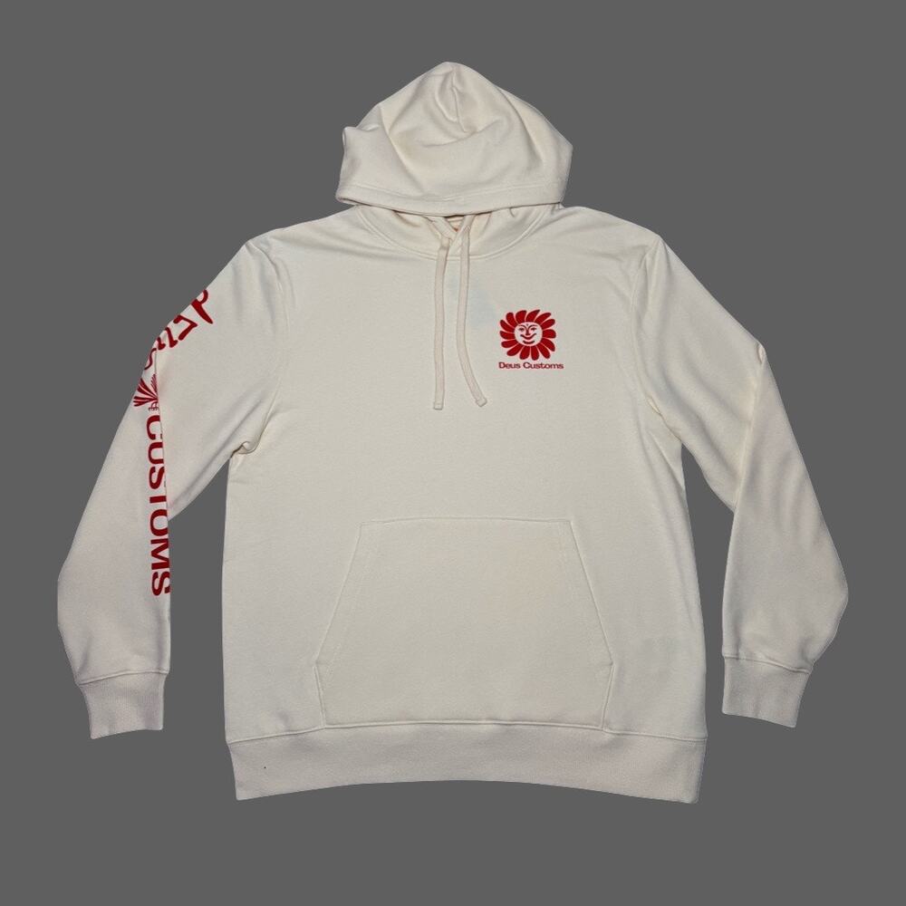 Deus Ex Machina Helios Hoodie Dirty White Recycled Cotton Size L NWT